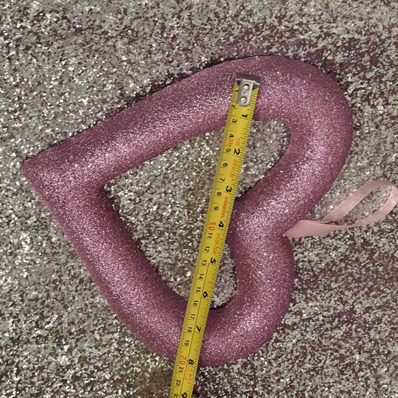 BLING GLITTER STYROFOAM HANGING HEART PINK - Picture 4 of 4